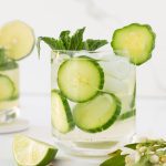 Glass of cucumber mojito mocktail