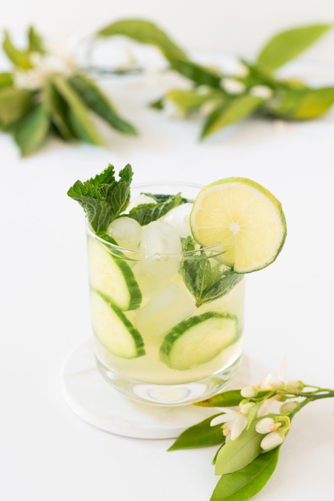 Glass of cucumber m int mocktail 