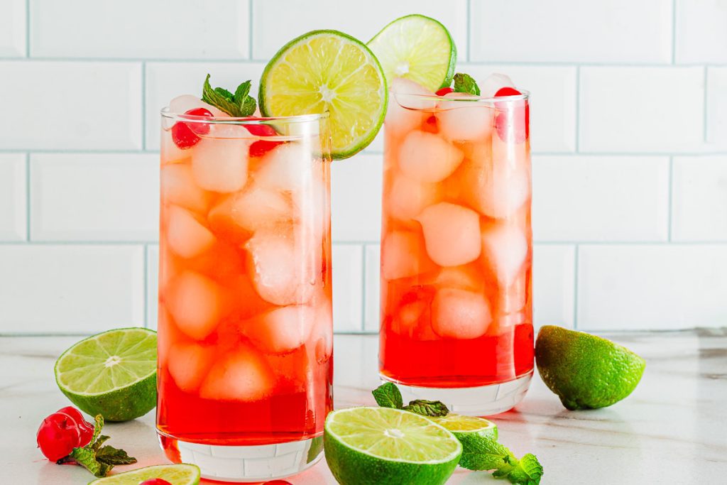 Two glasses of Shirley Temple Mocktail