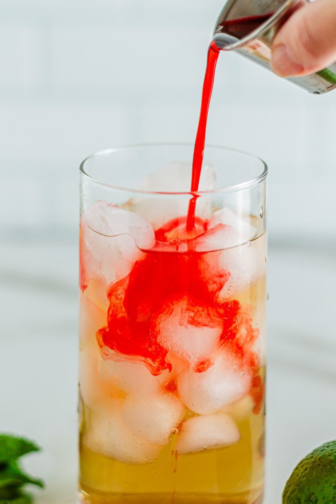 Adding pomegranate syrup to Shirley Temple 