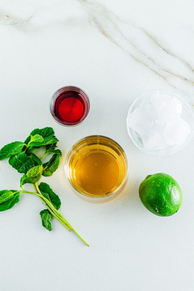 Ingredients for Shirley Temple mocktail