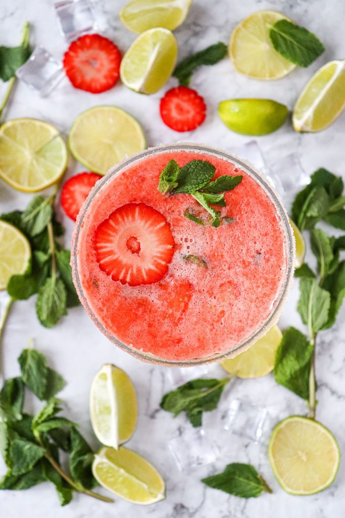 Strawberry Mint Lime Mocktail