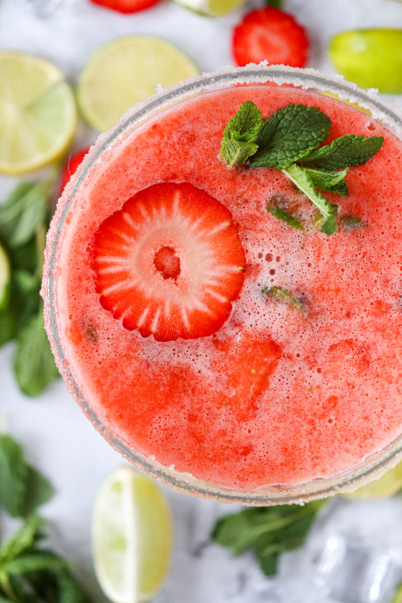 Closeup of strawberry Mojito Mocktail
