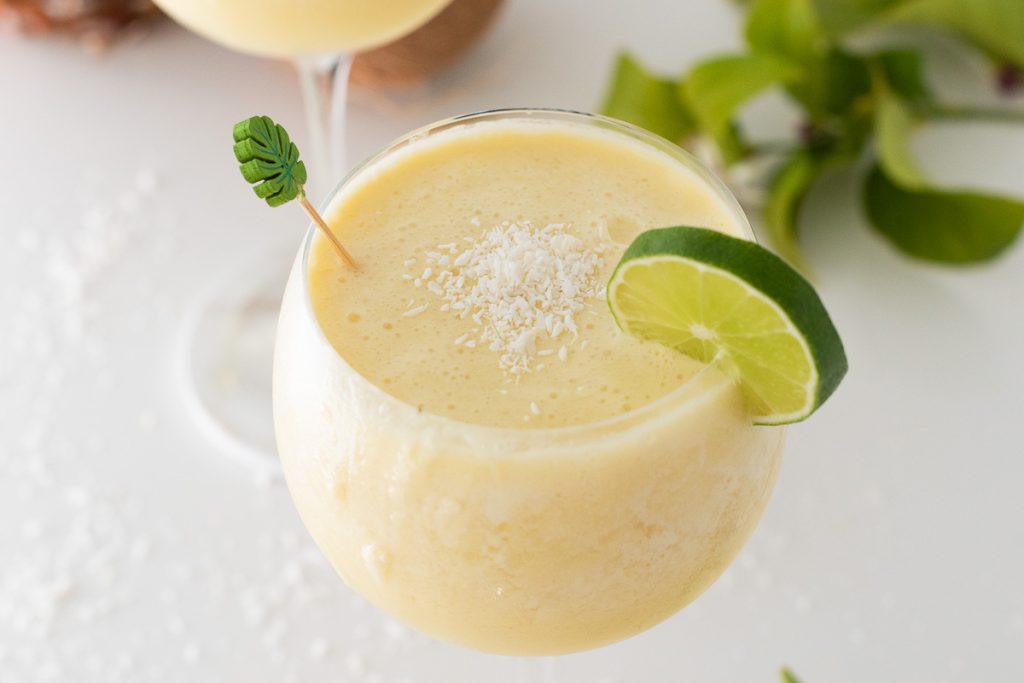 Icy Virgin Banana Pina Colada in large glass