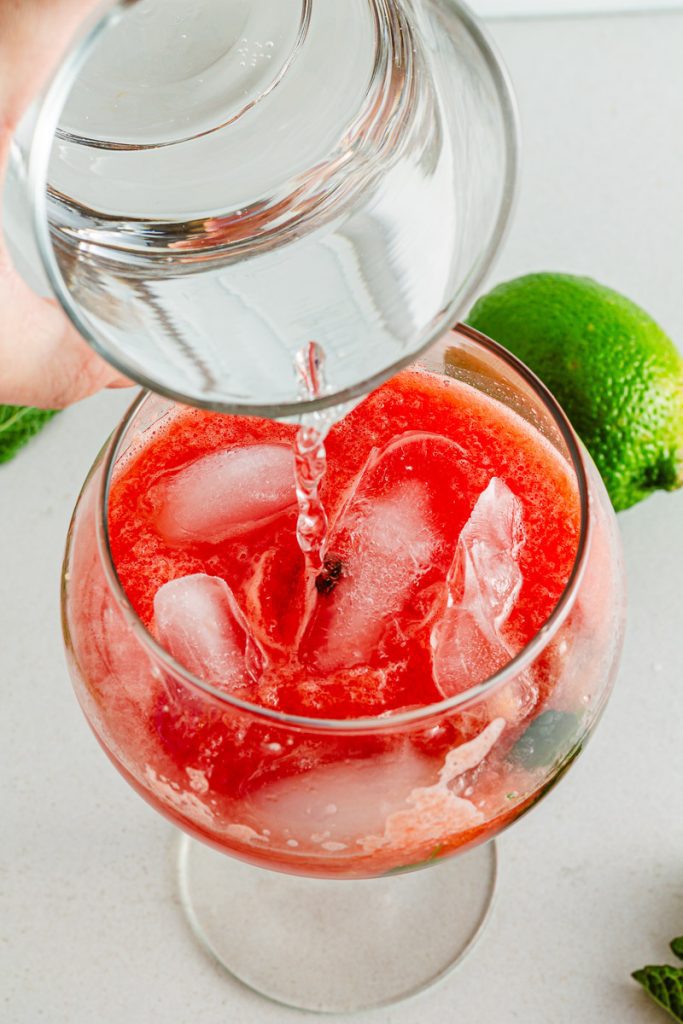 add soda water to virgin watermelon mojito