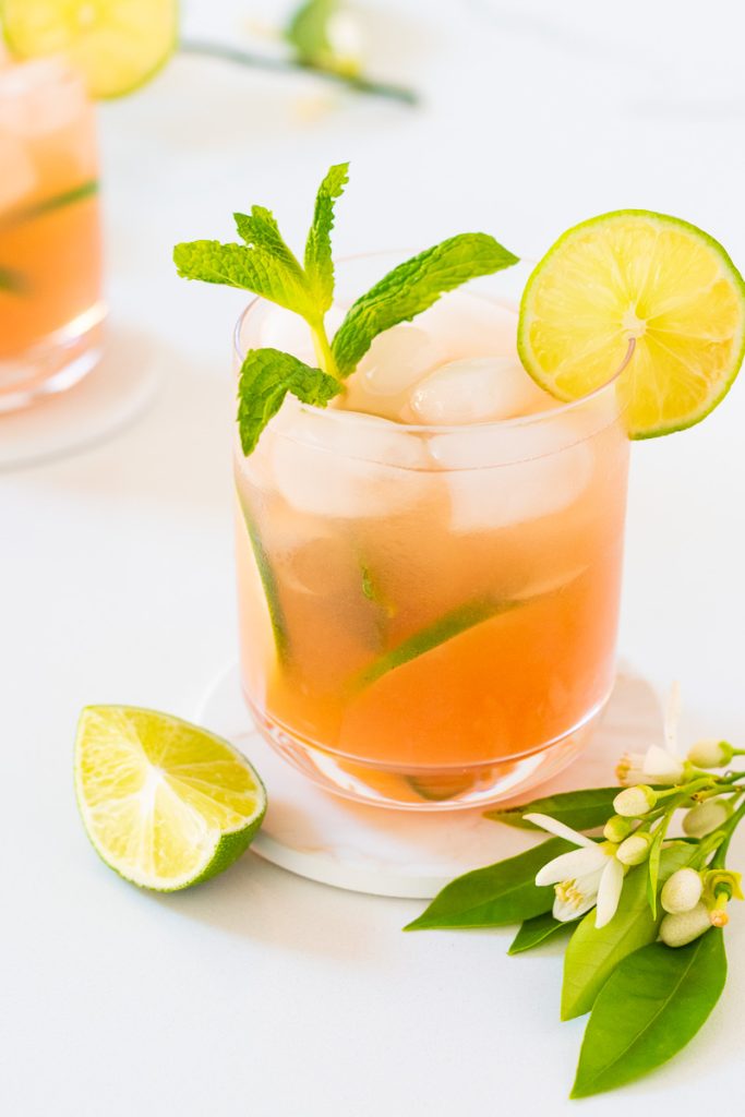 glass of guava mojito mocktail