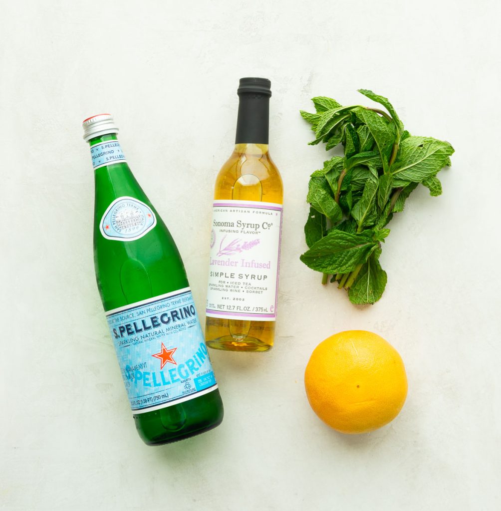 Pelligrino water, lavender syrup, mint and grapefruit