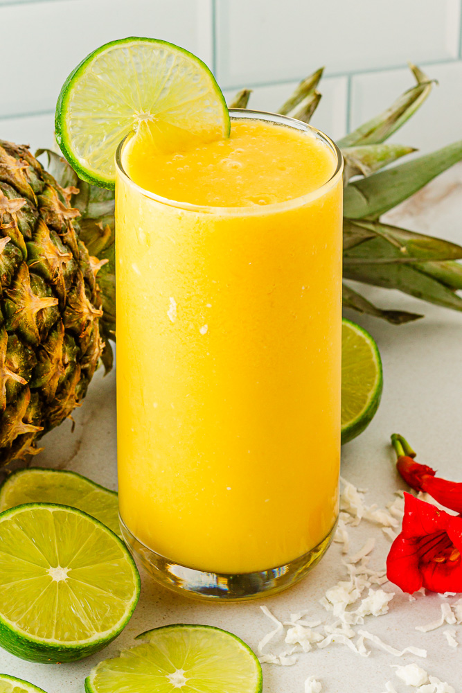 Glass of mango tropical non alcoholic drink