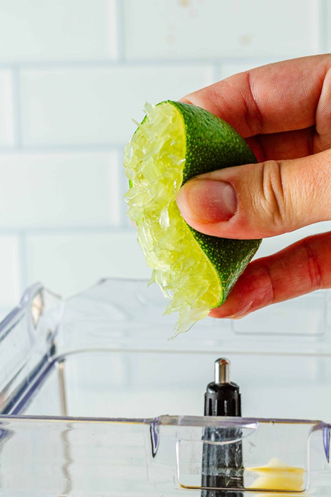Squeeze lime juice into blender