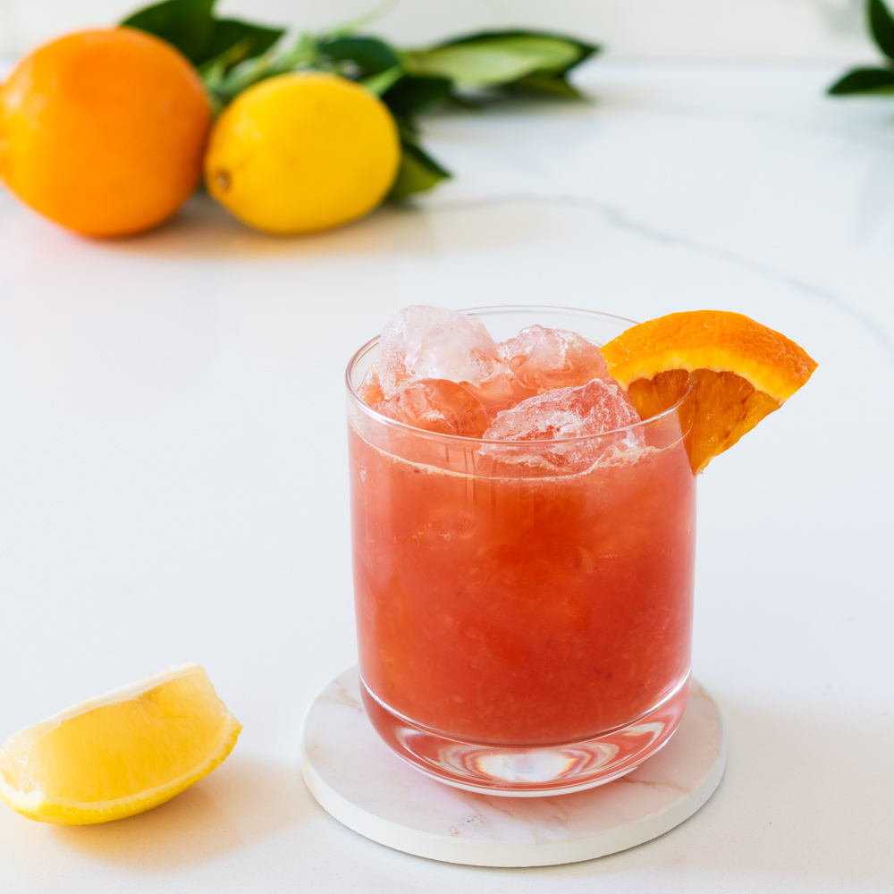 sparkling blood orange mocktail recipe with ginger beer