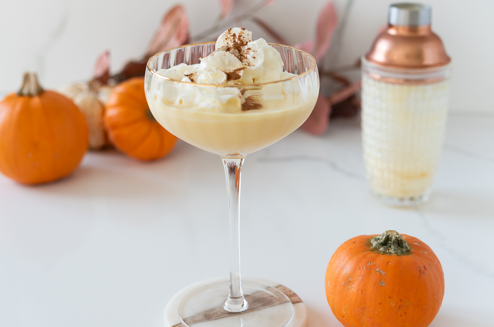 Alcohol Free Pumpkin Eggnog with whipped cream and cinnamon