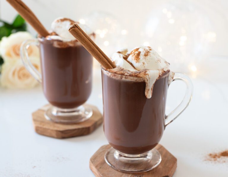 two glasses of Mexican Hot Chocolate