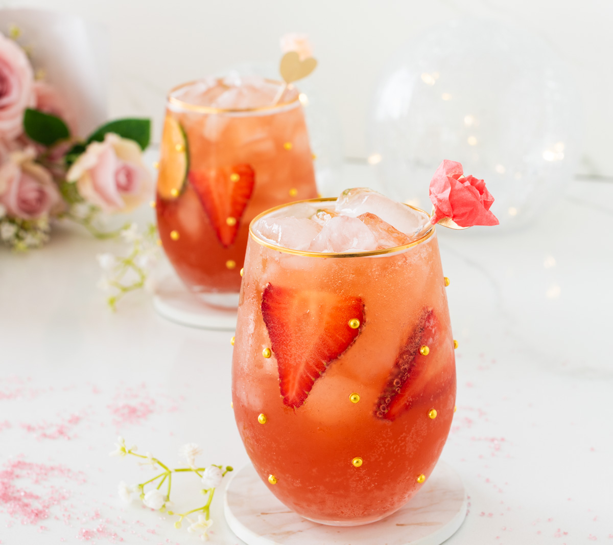 Glasses of Valentine Pink Mocktail