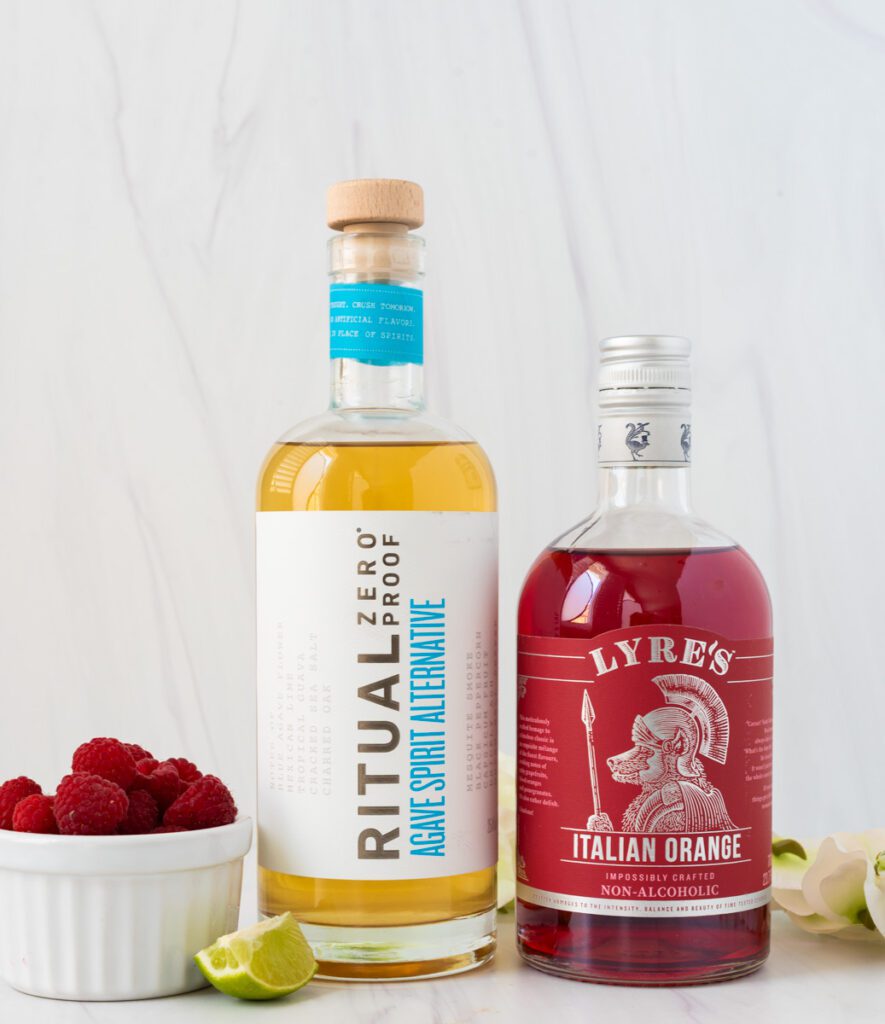 ingredients for virgin raspberry margarita 