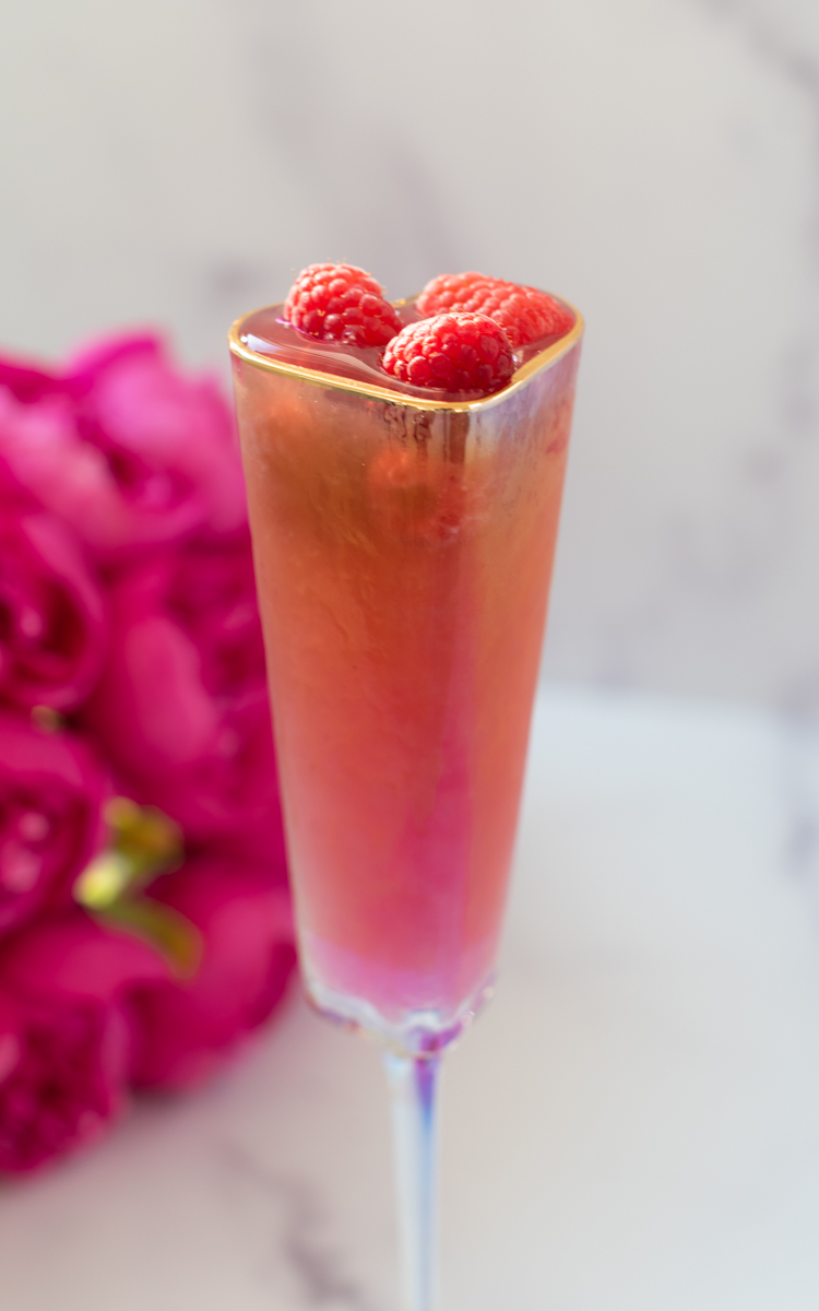 pink mocktail in champagne flute