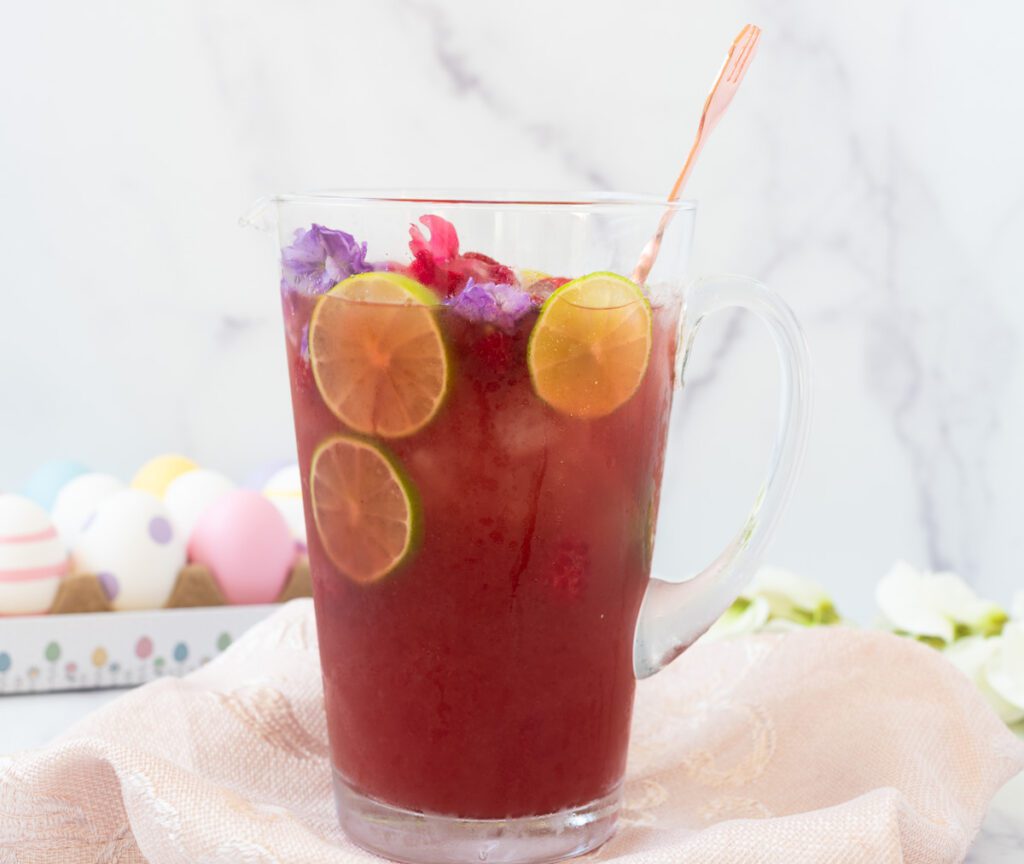 pitcher of bellini mocktail