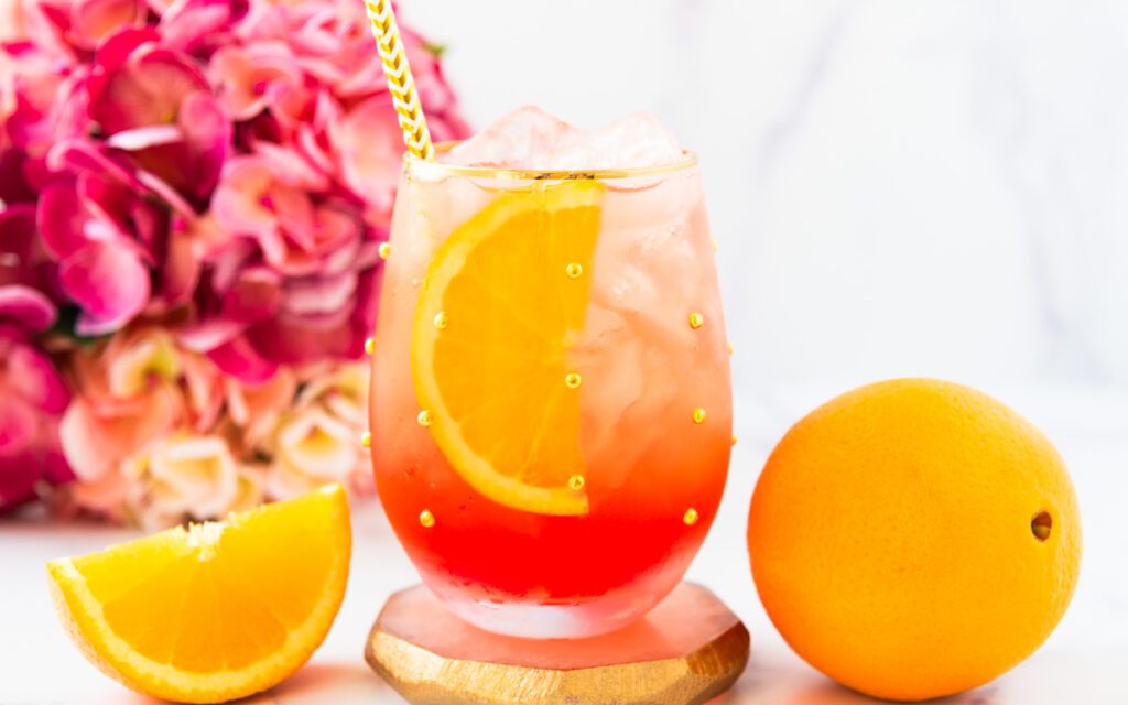 glass of Aperol spritz mocktail