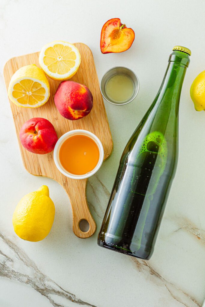 Ingredients for Peach Bellini Mocktail