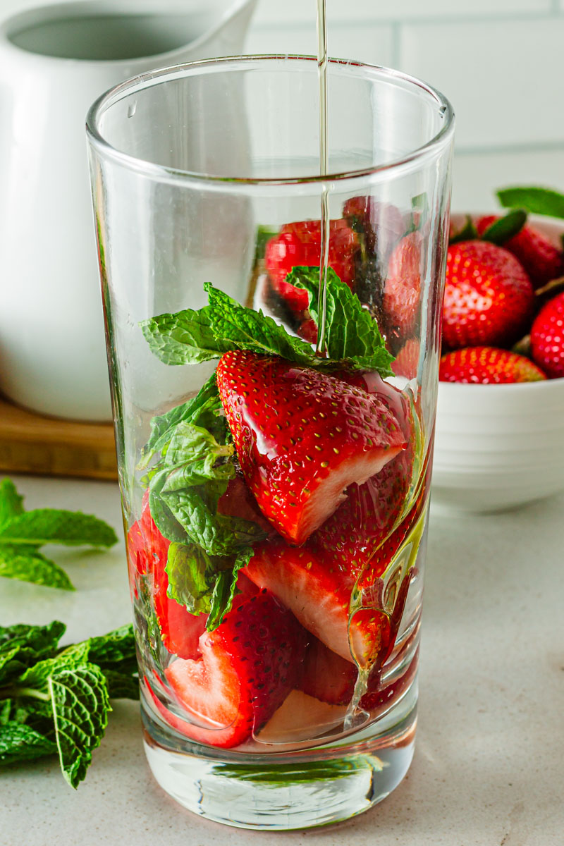 Add syrup to glass