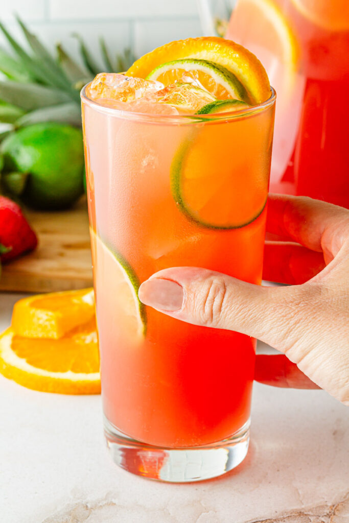 hand holding fruit punch