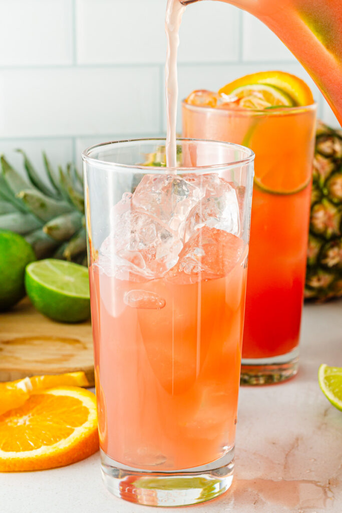 pouring alcohol free punch 