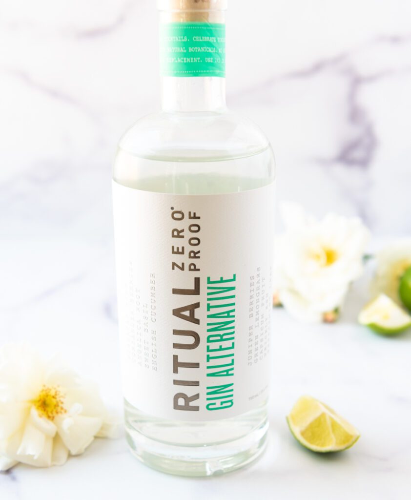 bottle of Ritual Zero proof Gin Alternative