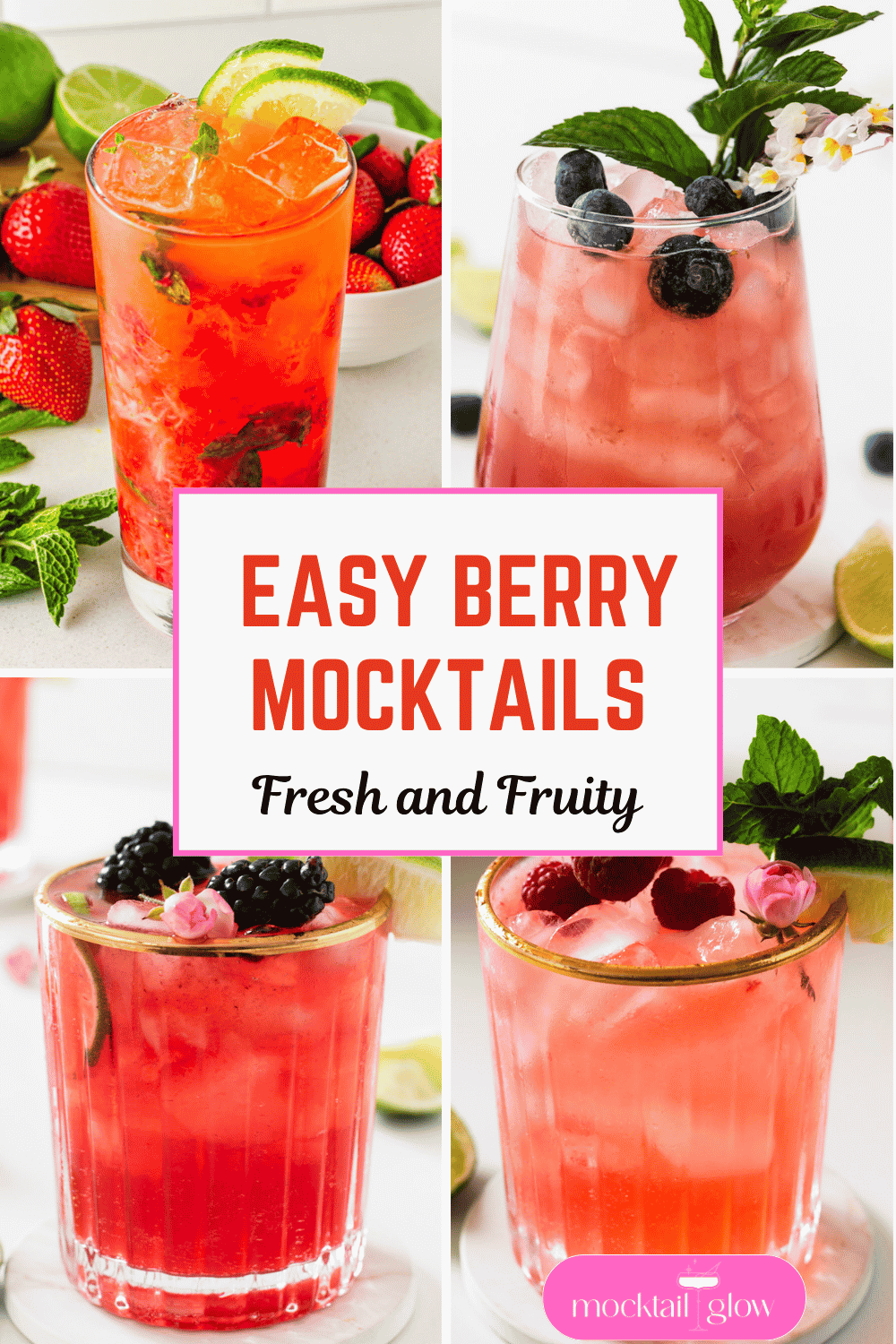 4 Berry Mocktaiks with fresh berries
