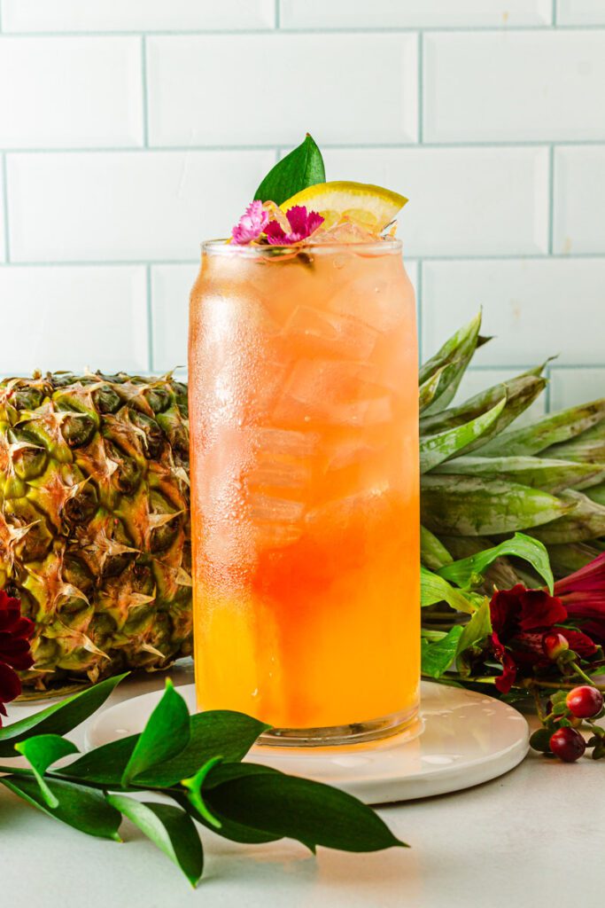 glass of tropical pineapple mocktail